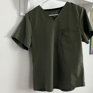 Olive Green V-Neck Women's Top